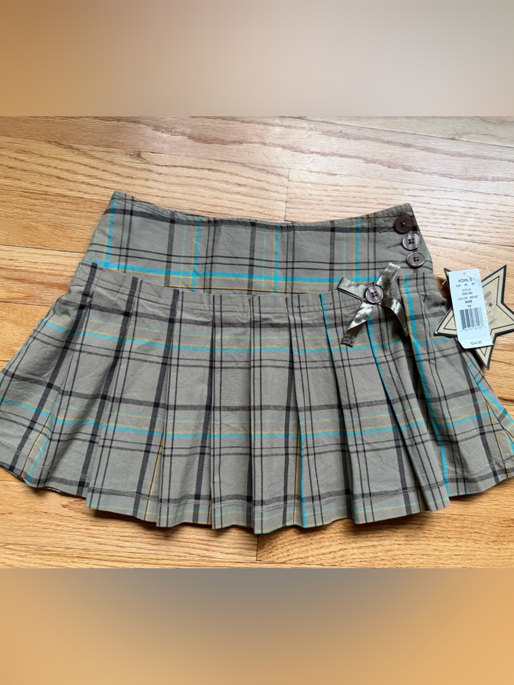 Vanilla Start Y2K plaid pleated skirt with bow detail Girls Size 10